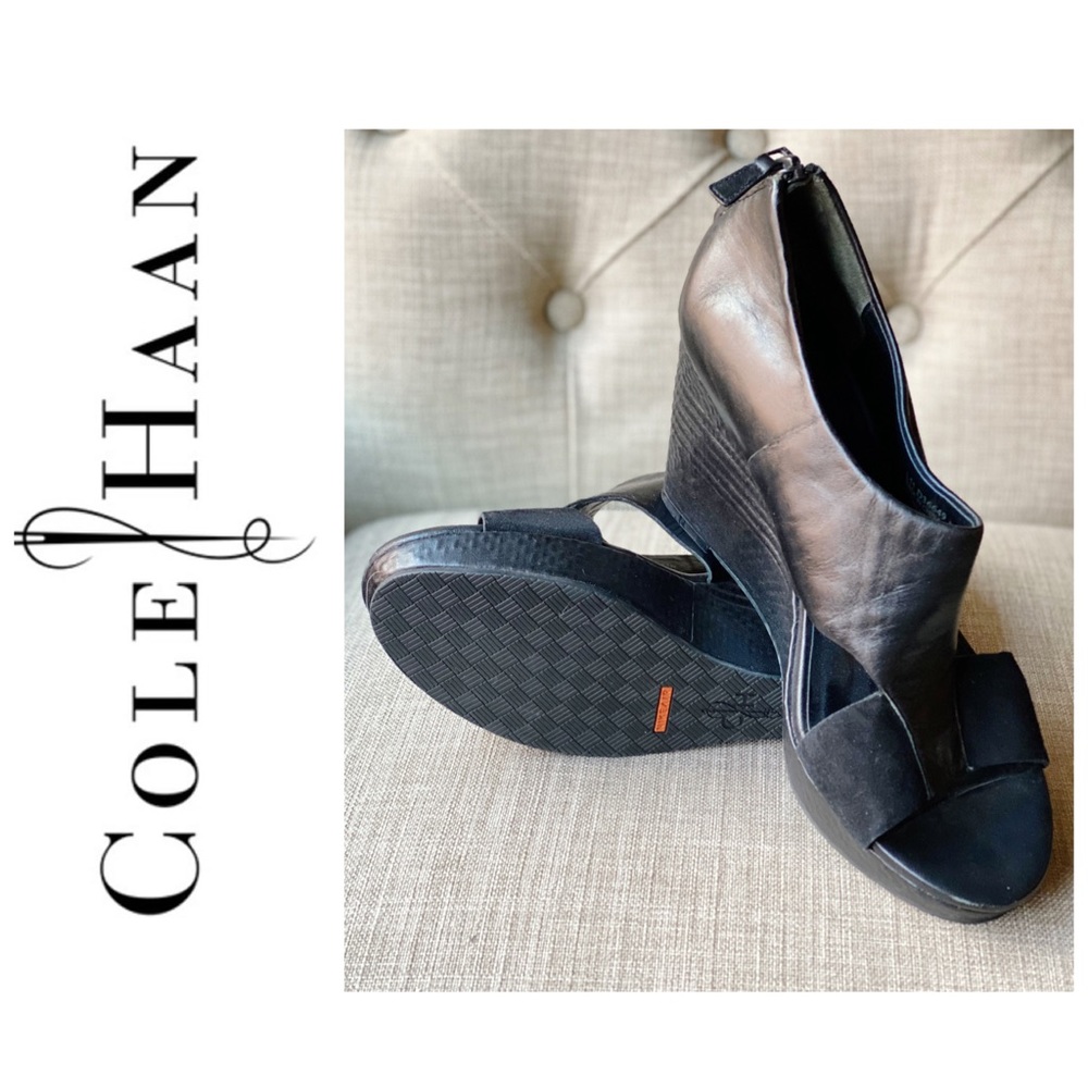 Cole Haan Nike Air Black Leather Wedges